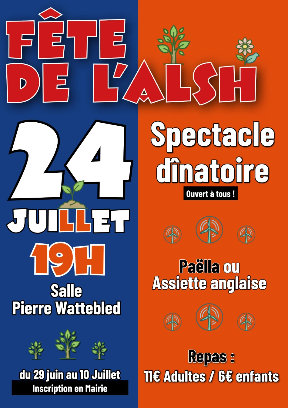 Affiche fête de l'ALSH 2026 spectacle dinatoire
